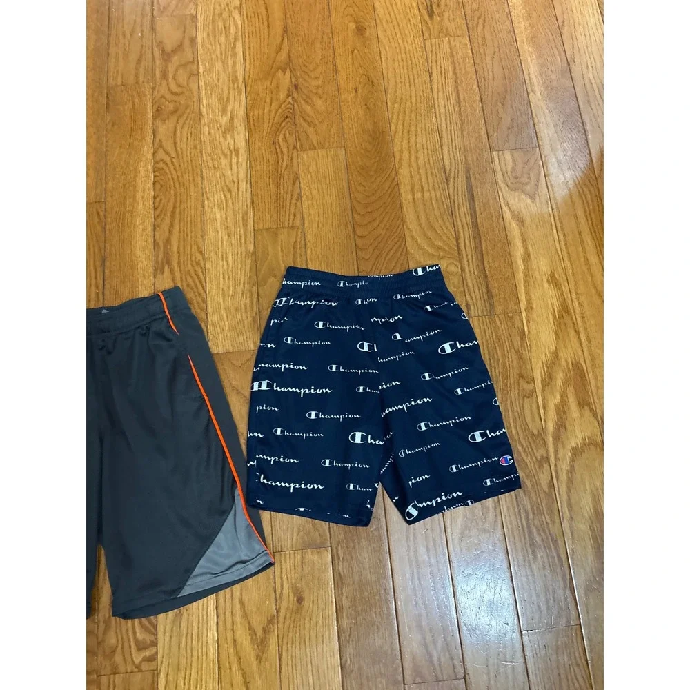 Champion & Athletic Works Boys Mesh Shorts Bundle Navy Grey Size 7-10 3-Pack